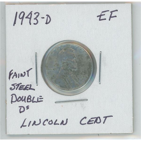 1943 - 0 Faint Double D's Steel Lincoln Cent