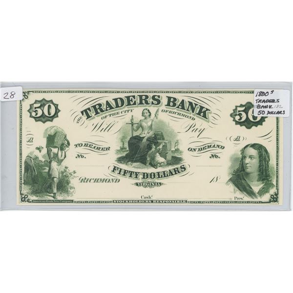 Traders Bank 50 Dollar Note