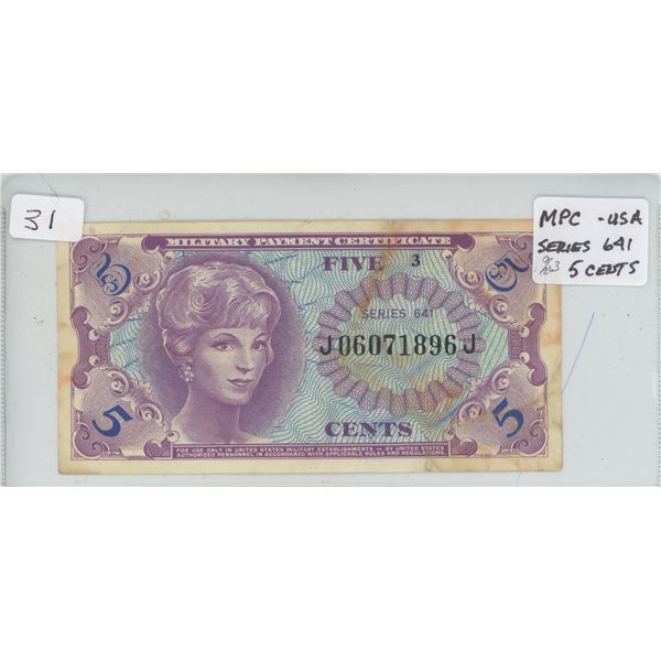 USA 5 Cent Military Payment Certificate