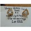 Image 1 : 552 PAIR OF VINTAGE ALFRED SUNG AS SIGNED CRYSTAL GOLD TONE CLIP ON EARRINGS