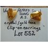 Image 2 : 552 PAIR OF VINTAGE ALFRED SUNG AS SIGNED CRYSTAL GOLD TONE CLIP ON EARRINGS
