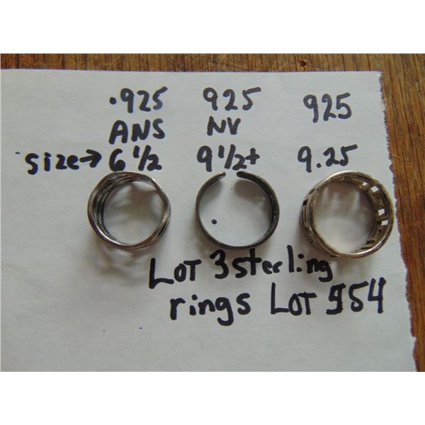 554 LOT OF 3 STERLING RINGS