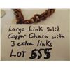 Image 3 : 555 LARGE LINK HEAVY SOLID COPPER CHAIN 3 EXTRA LINKS