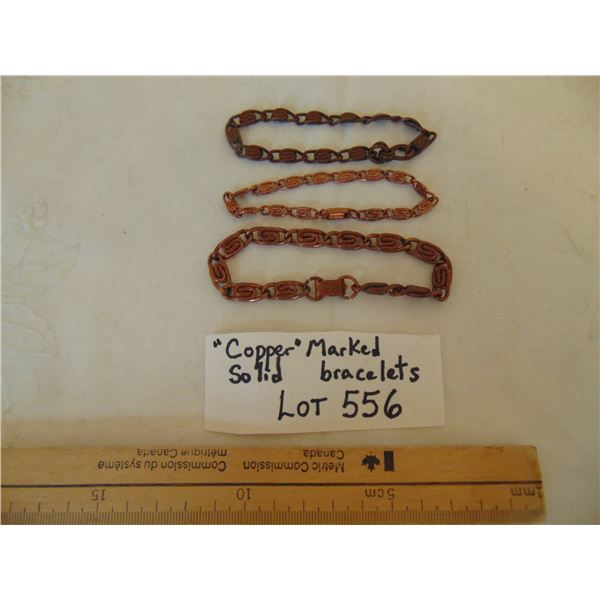 556 3 SOLID COPPER MARKED BRACELEYS