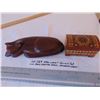 Image 1 : 564 IRON WOOD CARVED CAT & HAND CRAFTED JEWELRY BOX