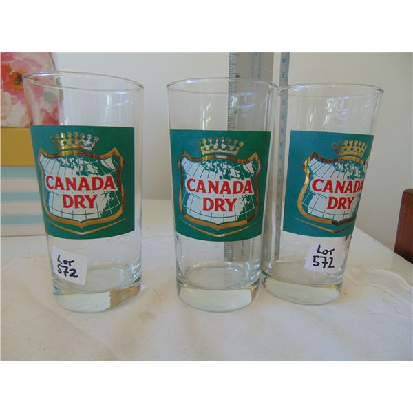 572 3 VINTAG CANADA DRY GLASS TUMBLERS