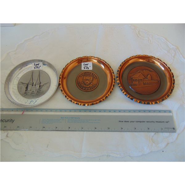 575 THREE COPPER OR ALUMINUNM TONED COASTER TYPE WALL HANGING