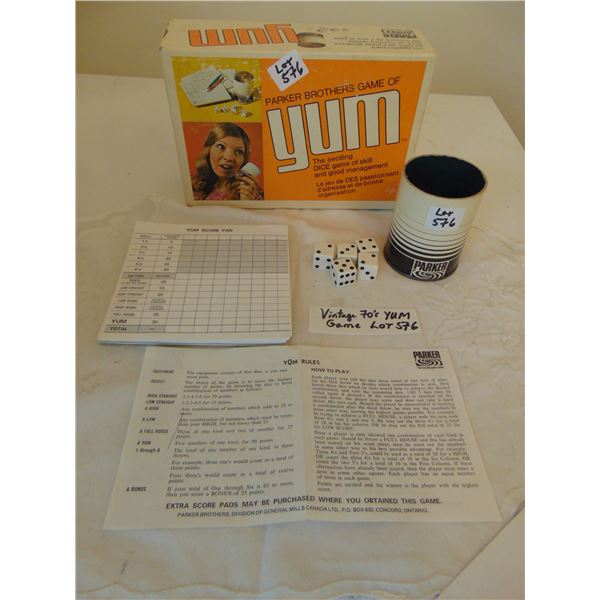 576 VINTAGE  1970’S YUM GAME