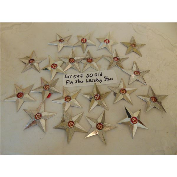 577 LOT OF 20 VINTAGE 5 STAR WHISKY STARS