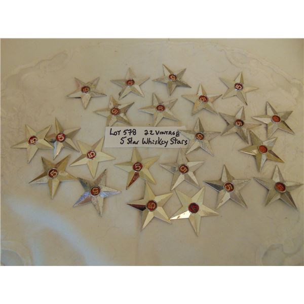 578 LOT OF 22 VINTAGE FIVE STAR WHISKY STARS
