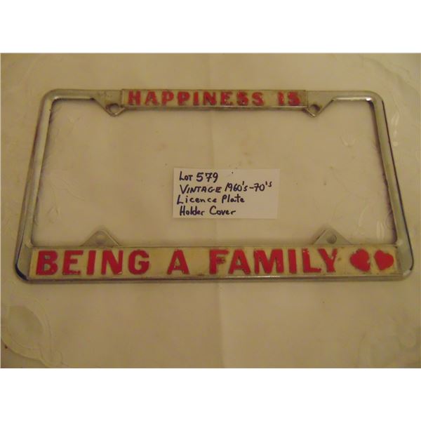 579 VINTAGE 1960’S/70’S METAL LICENCE PLATE COVER