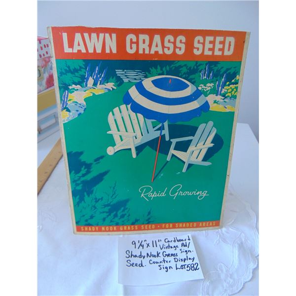 582 9 ¼” X 11” VINTAGE COUNTER DISPLAY GRASS SEED AD