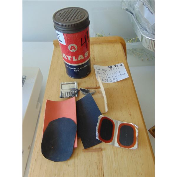 586 VINTAGE ATLAS RUBBER REPAIR KIT WITH SOME CONTENTS