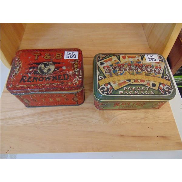 588 VINTAGE RENOWNED T & B TOBACCO TIN & REPLICA 3 KINGS TOBACCO TIN