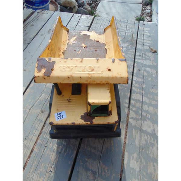 593 VINTAGE LARGE STEEL PLASTIC TIRES TONKA DUMP TRUCK