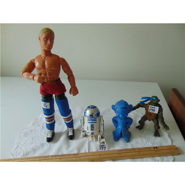599 GRETZKY, R2D2 METAL, SLEEPY MARX. TURTLES ACTION FIGURE