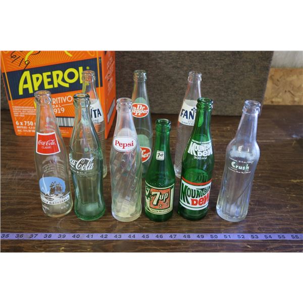 Lot of 9 Vintage Soda Bottles