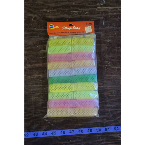 NOS Vintage Sleep Easy plastic hair rollers