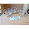 Image 2 : 1035 VINTAGE BRASS & GLASS CREAM & SUGAR SET & 1 CUP J ON BOTTOM (JEANNETTE?)