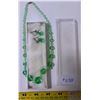 Image 1 : Vintage Green Crystal Necklace & Screw Back Crystal Drop Earrings
