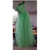 Image 2 : Green Tulle Evening Dress, 1950's with Green Opera Gloves, in Plastic Tub
