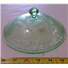 Image 1 : Green Depression Glass Lid for 8" Vegetable Bowl, Floral/Pointsetta Pattern