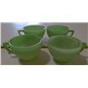 Image 1 : Green Saguenay Cups, Dominion Glass, 1940-45 (4 Cups)