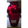 Image 1 : Royal Ruby Vase with Floral Etching, Anchor Hocking Glass, 9" High