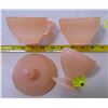 Image 1 : Pink Saguenay Cups (2), Butter Lid & Sherbet, Dominion Glass, 1940-45