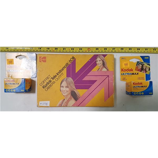 Kodal Ultramax Film (2) & Tele-Instamatic 608 Camera & Booklet