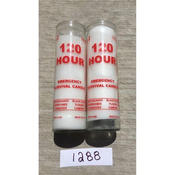 2 x 120 hour Glass emergency survival candles, Made In USA