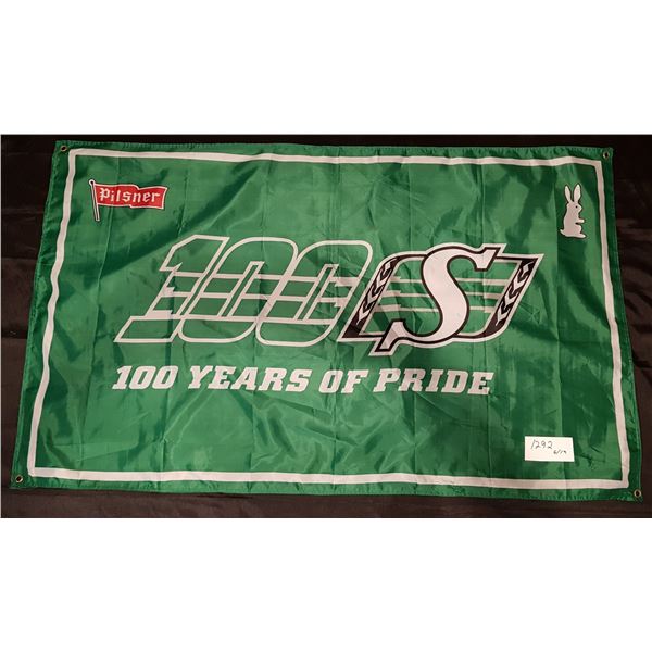 Saskatchewan Roughriders/Pilser FLAG- 59”X36” – 100 Years of Pride
