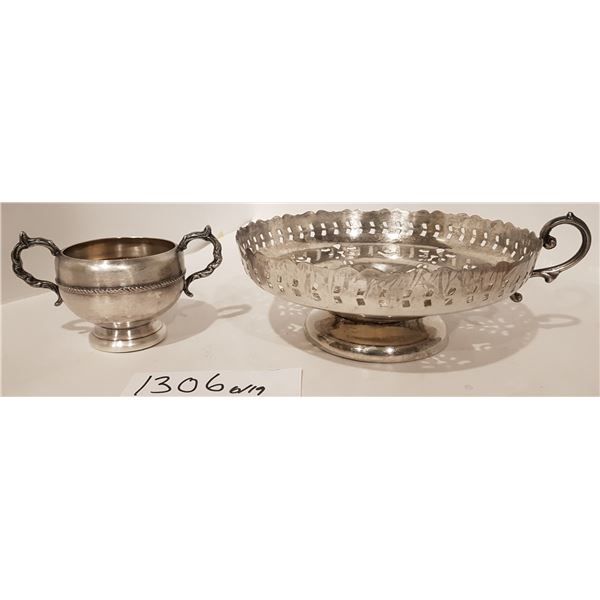E.P Copper Tray (Missing Handle) and E.P. Copper Cup with Lead Mounts – 2 Piece Unknown Country