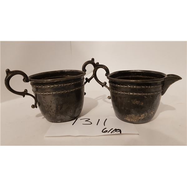 Brass Milk and Sugar Cups - E.P.B.M 181 - Made in Canada - 2 Piece