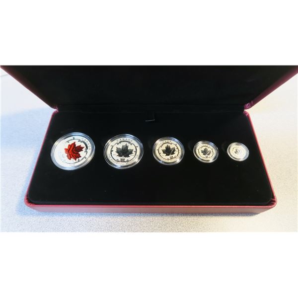 2015 Canadian Fine Silver Fractional Coin Set - 99.9% Pure Silver - Maple Leaf Tribute - 5 Piece