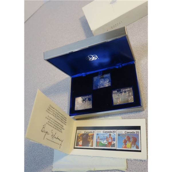 1976 Summer Olympics Canadian Stamp Collection - 3 Foil Stamps and 3 Regular Stamps - Silver