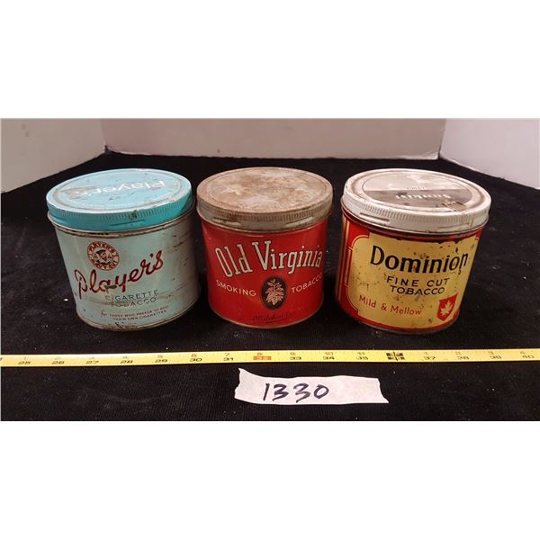 3 Various Tabacco Tins