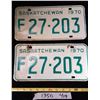 Image 1 : 1970 Matching Sk. Farm Plates