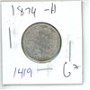 Image 1 : 1874H Canadian 25 Cent Coin