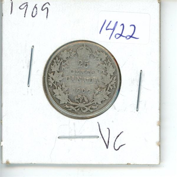 1909 Canadian 25 Cent Coin