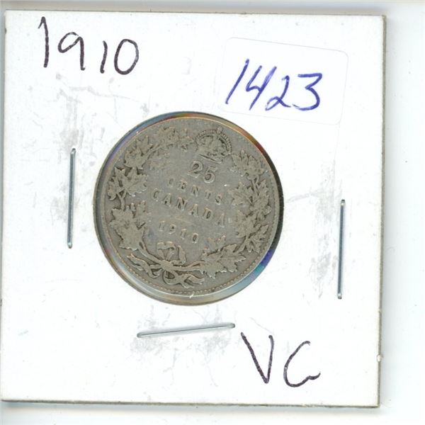 1910 Canadian 25 Cent Coin