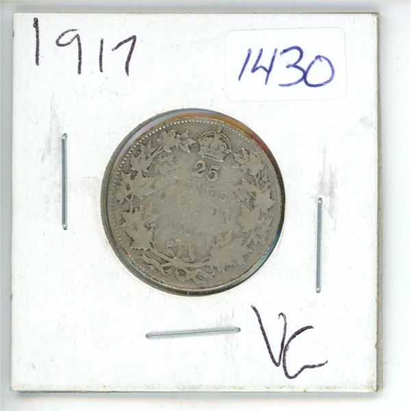 1917 Canadian 25 Cent Coin