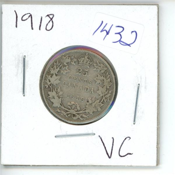 1918 Canadian 25 Cent Coin