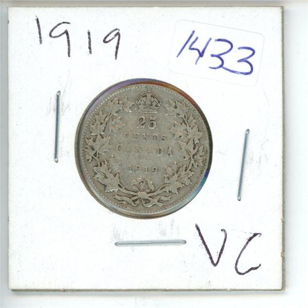 1919 Canadian 25 Cent Coin