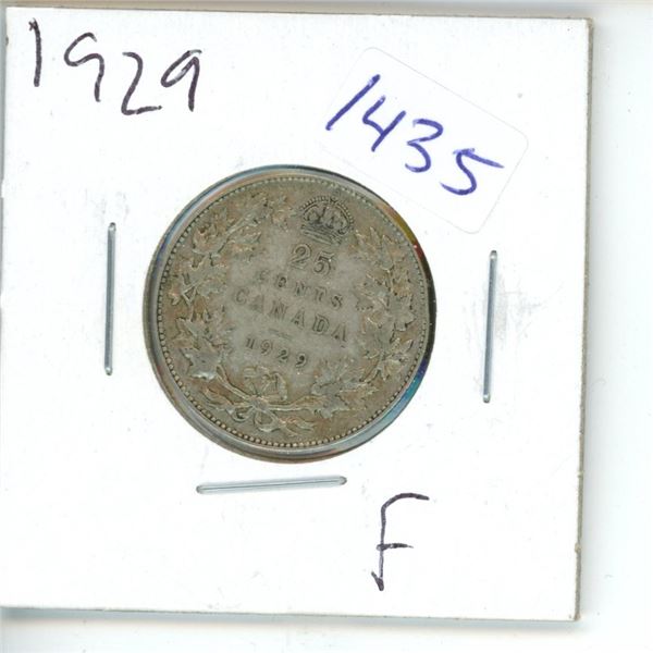 1929 Canadian 25 Cent Coin