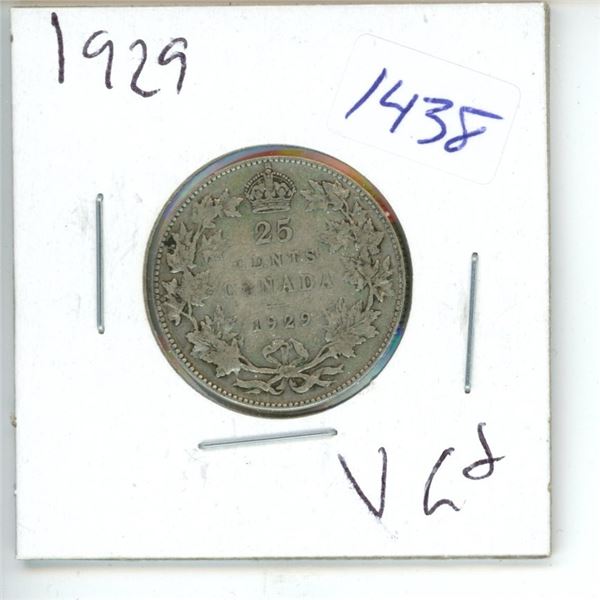 1929 Canadian 25 Cent Coin