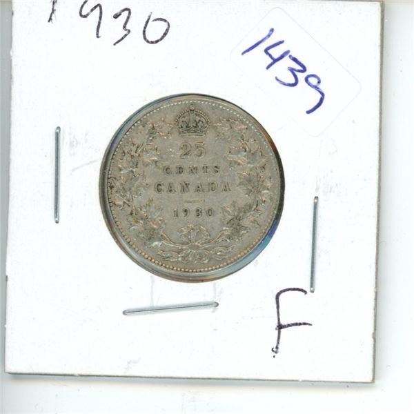 1930 Canadian 25 Cent Coin