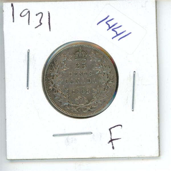 1931 Canadian 25 Cent Coin