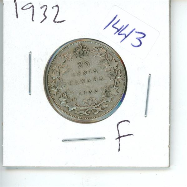 1932 Canadian 25 Cent Coin