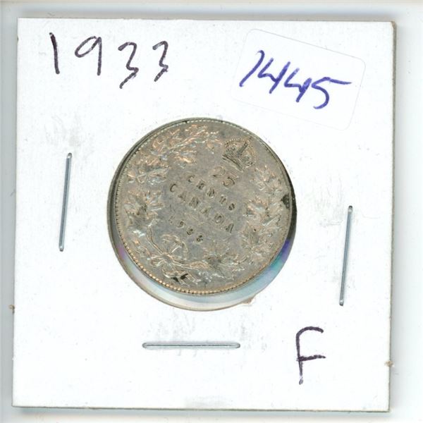 1933 Canadian 25 Cent Coin